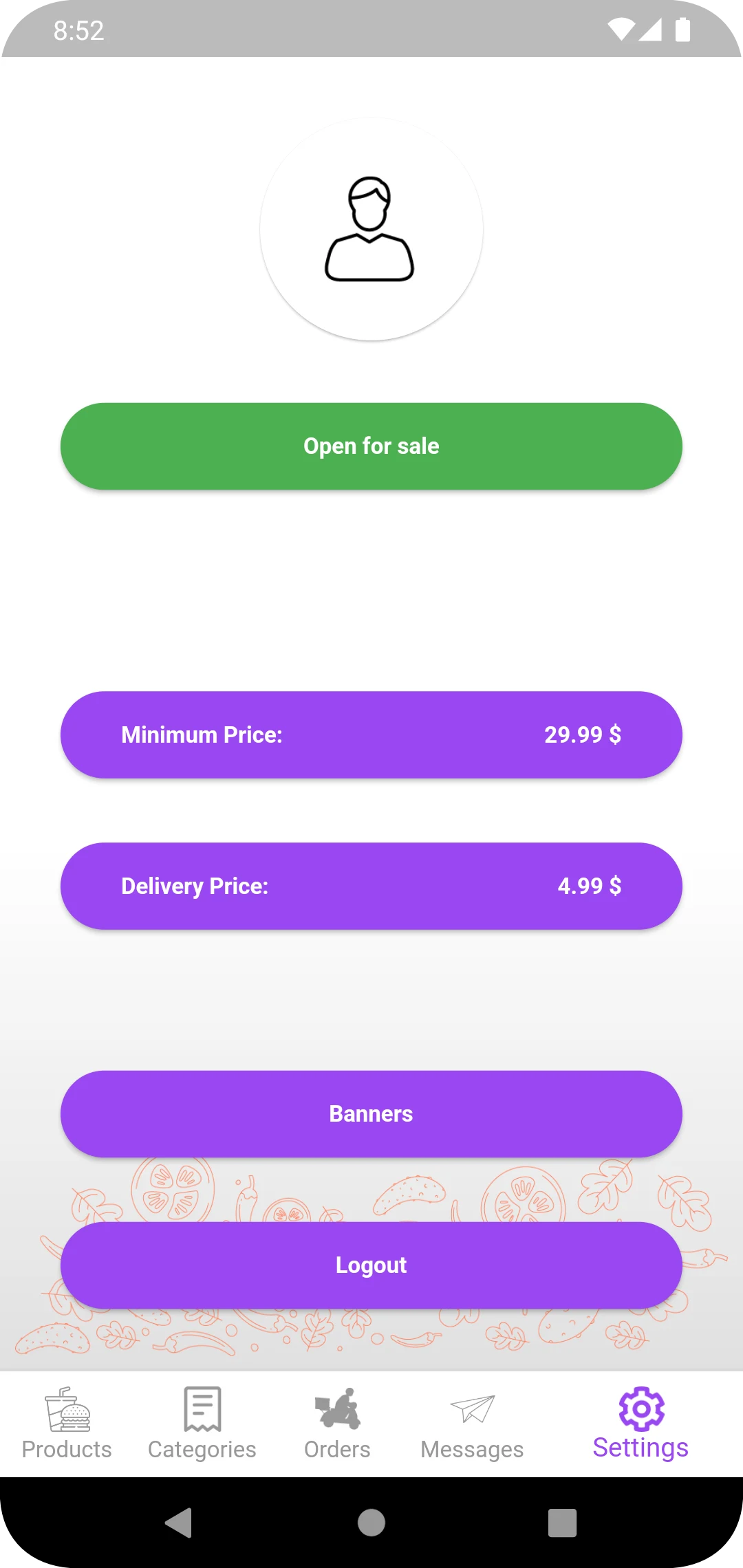 C Restaurant Admin Demo screenshot